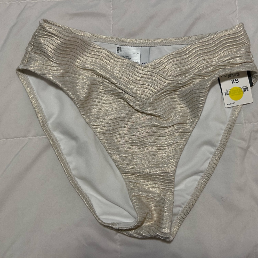 Bar III Metallic Champagne Cream Bikini Bottoms